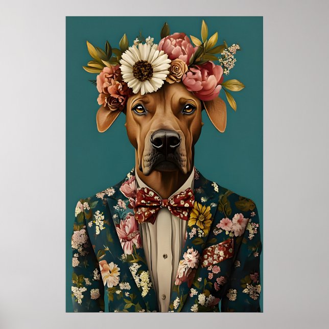 Rhodesian Ridgeback im Anzug Poster, Rhodesian Poster (Vorne)