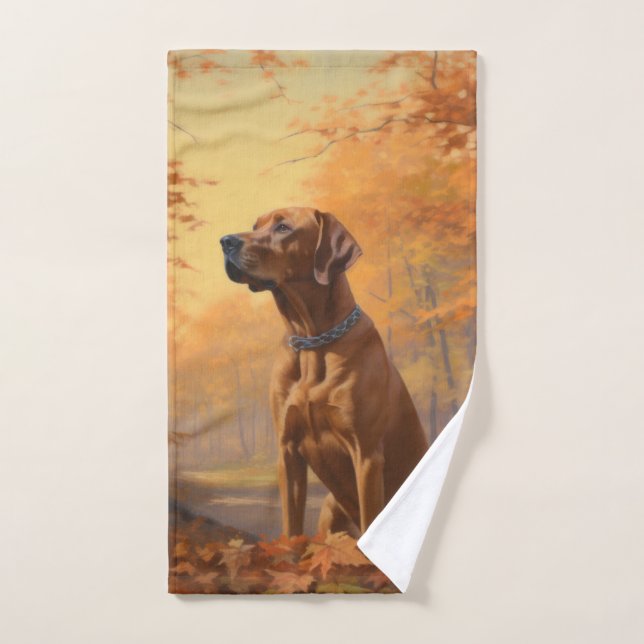 Rhodesian Ridgeback im Herbstfall Inspiriert Badhandtuch Set (Handtuch)