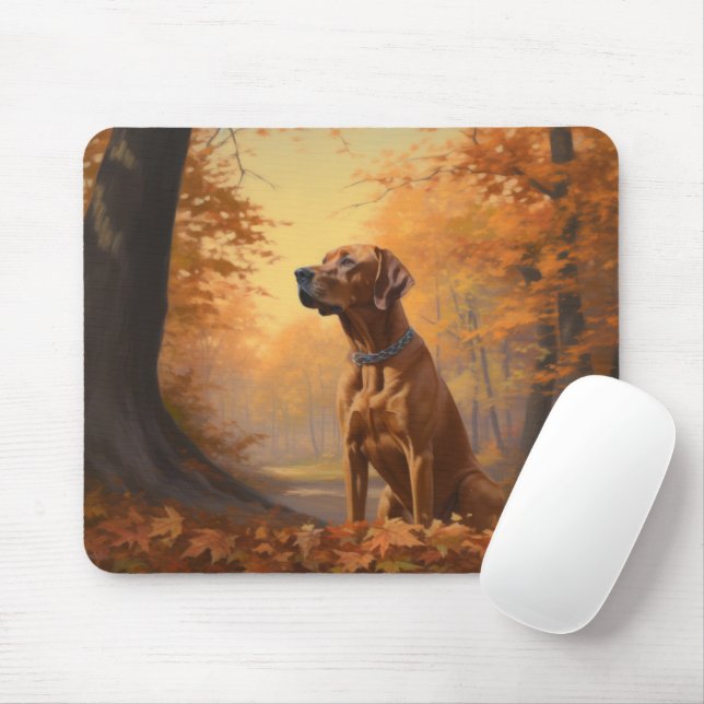 Rhodesian Ridgeback im Herbstfall Inspiriert Mousepad (Mit Mouse)