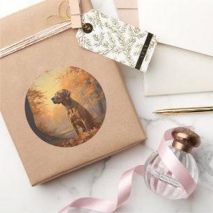 Rhodesian Ridgeback im Herbstfall Inspiriert Runder Aufkleber