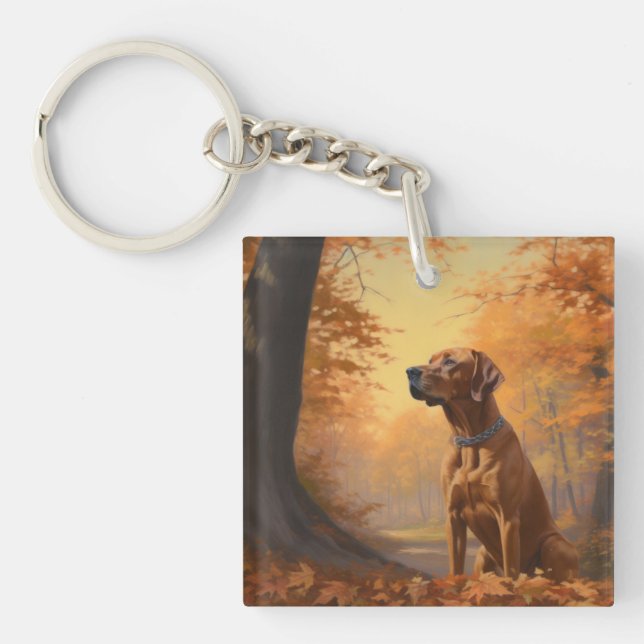 Rhodesian Ridgeback im Herbstfall Inspiriert Schlüsselanhänger (Vorderseite)