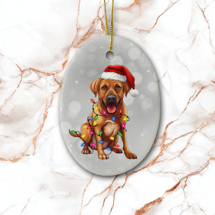 Rhodesian Ridgeback in Weihnachtsbeleuchtung rasie Keramik Ornament