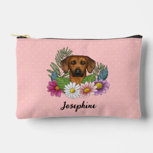 Rhodesian Ridgeback Kopf Bunte Blumen Und Name Zubehörtasche