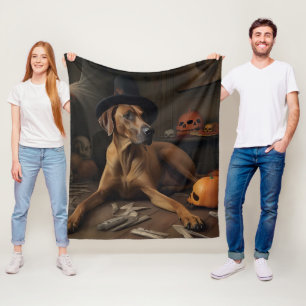 Rhodesian Ridgeback Kürbisse Halloween Gruselig Fleecedecke