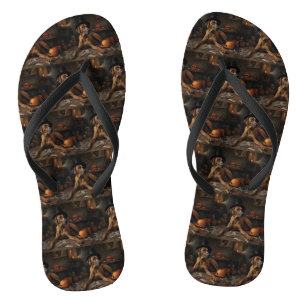 Rhodesian Ridgeback Kürbisse Halloween Gruselig Flip Flops