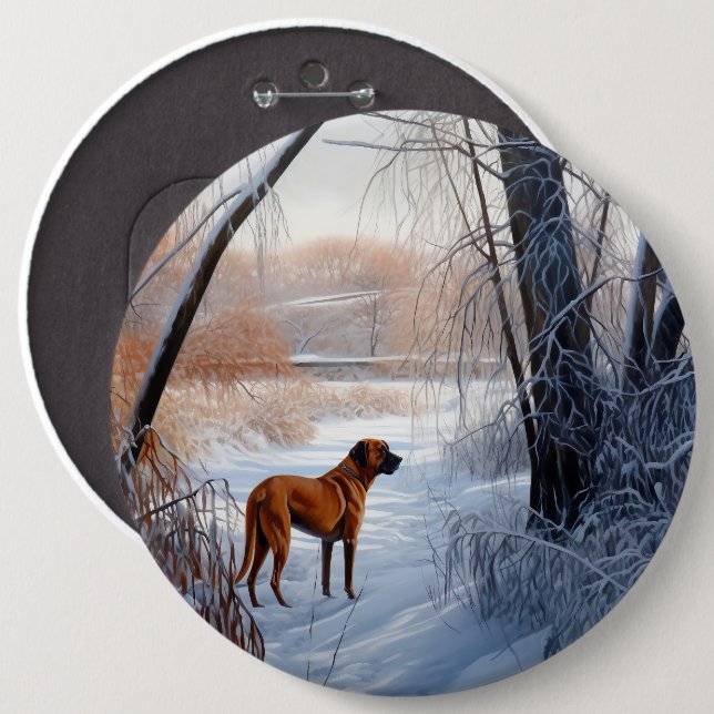 Rhodesian Ridgeback Let It Snow Christmas Button (Vorne & Hinten)