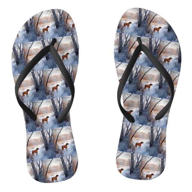 Rhodesian Ridgeback Let It Snow Christmas Flip Flops (Fußbett)
