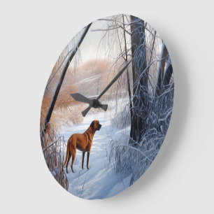 Rhodesian Ridgeback Let It Snow Christmas Große Wanduhr
