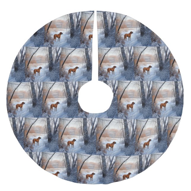 Rhodesian Ridgeback Let It Snow Christmas Polyester Weihnachtsbaumdecke (Vorderseite)