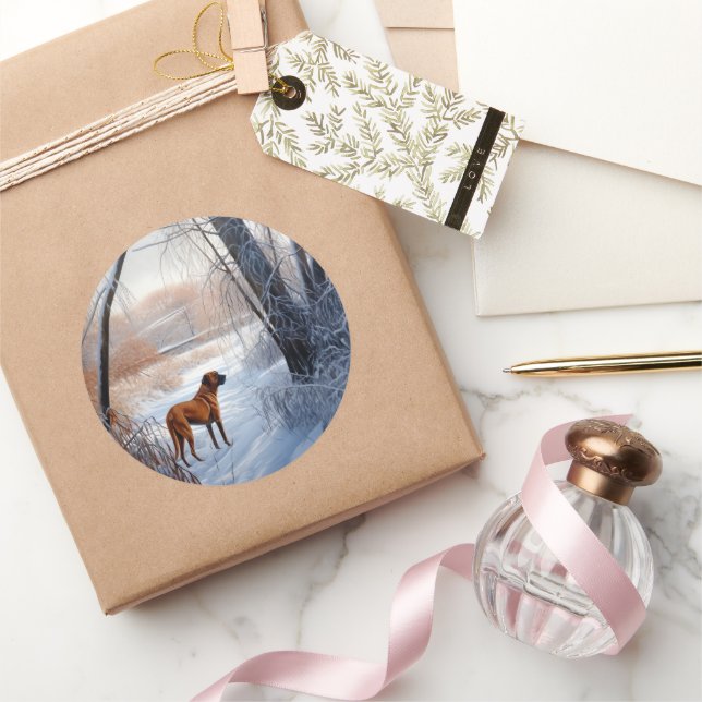 Rhodesian Ridgeback Let It Snow Christmas Runder Aufkleber (Schenken)