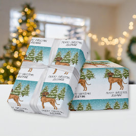 Rhodesian Ridgeback Lion Dog Snowy Winterwald Geschenkpapier