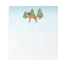 Rhodesian Ridgeback Lion Dog Snowy Winterwald Notizblock