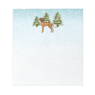 Rhodesian Ridgeback Lion Dog Snowy Winterwald Notizblock