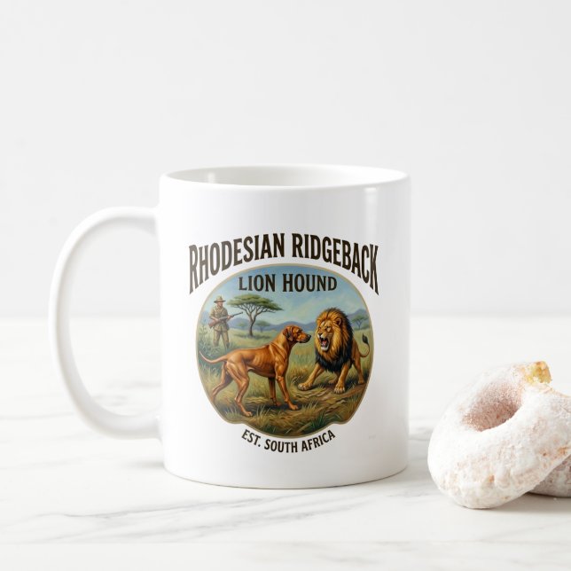 Rhodesian Ridgeback Löwenhund Kunst Kaffeetasse (Mit Donut)
