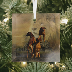 Rhodesian Ridgeback mit Löwe Ornament Aus Glas