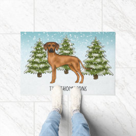 Rhodesian Ridgeback mit Namen Snowy Winterwald Fußmatte