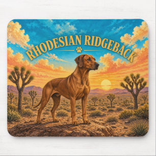 Rhodesian Ridgeback, Mojave Yucca Vintage Aquarell Mousepad
