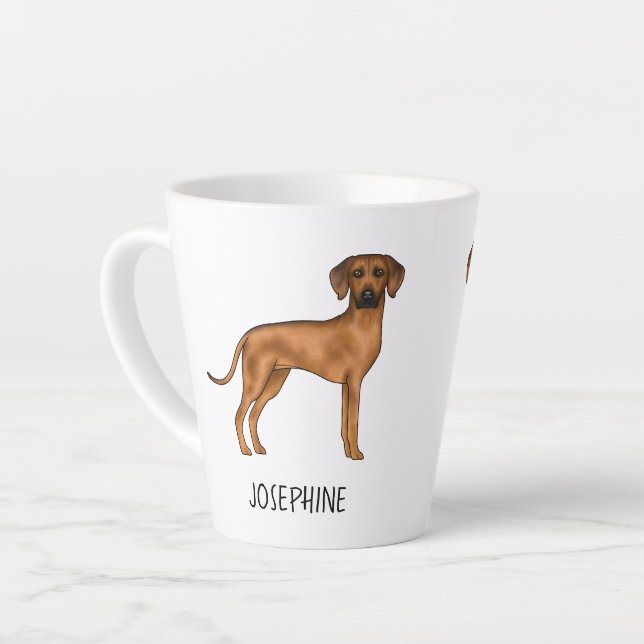 Rhodesian Ridgeback Niedlich Brown Lion Dog mit Na Milchtasse (Linke Ecke)