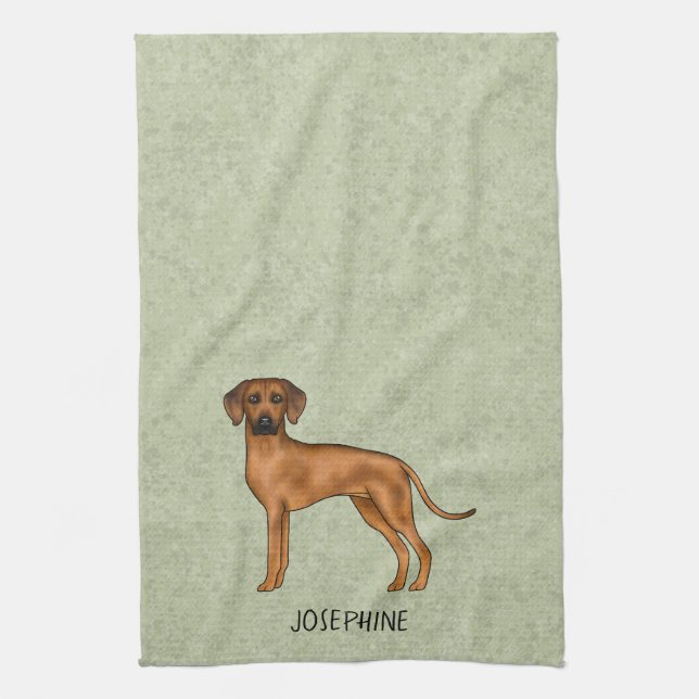 Rhodesian Ridgeback Niedlicher brauner Hund mit de Geschirrtuch (Vertikal)