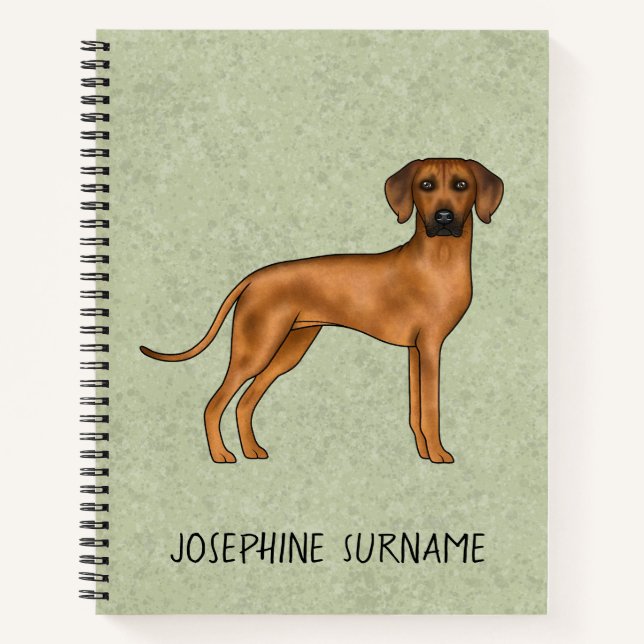 Rhodesian Ridgeback Niedlicher brauner Hund mit Te Notizbuch (Vorderseite)