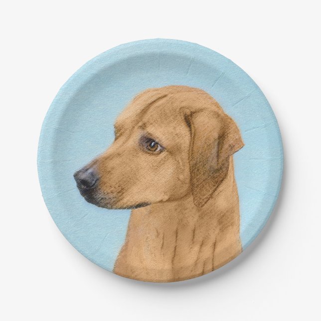 Rhodesian Ridgeback Painting - Original Dog Art Pappteller (Vorderseite)