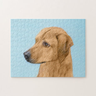 Rhodesian Ridgeback Painting - Original Dog Art Puzzle