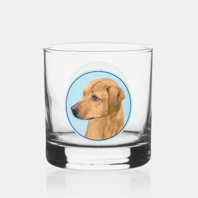 Rhodesian Ridgeback Painting - Original Dog Art Whiskyglas (Vorderseite)