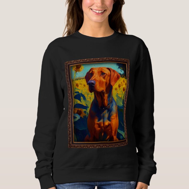 Rhodesian Ridgeback Painting Sunflower Flower Mom  Sweatshirt (Vorderseite)