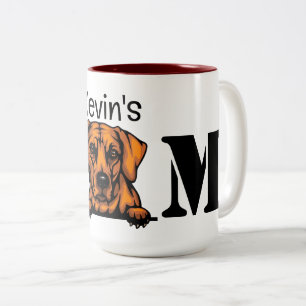 Rhodesian Ridgeback Peeking Personalisierte Mama Zweifarbige Tasse