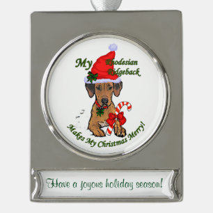 Rhodesian Ridgeback personalisiertes Weihnachten Banner-Ornament Silber