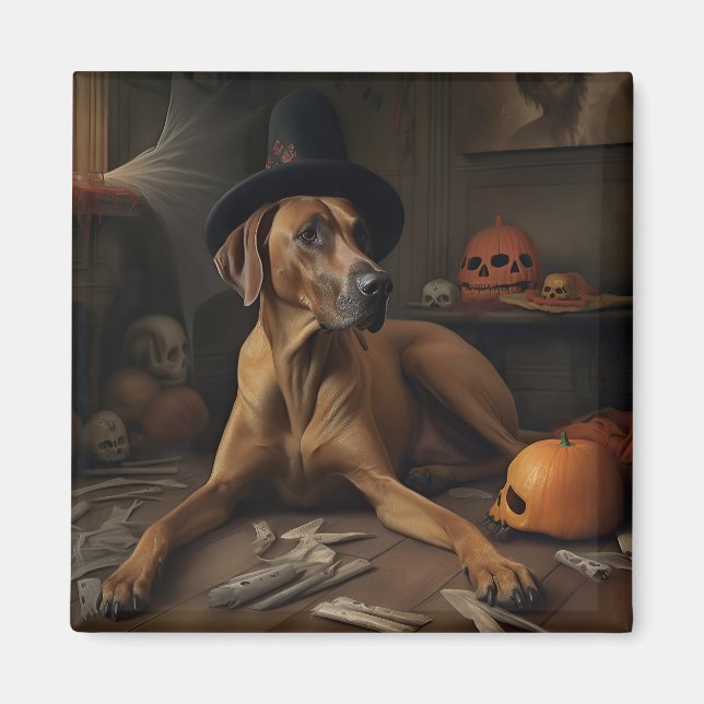 Rhodesian Ridgeback Pumpkins Halloween Beängstigen Magnet (Vorne)