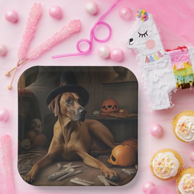 Rhodesian Ridgeback Pumpkins Halloween Beängstigen Pappteller (Party)