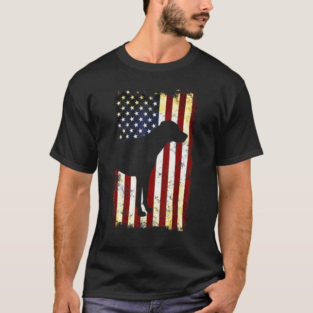 Rhodesian Ridgeback Silhouette American Flag 4. T-Shirt (Vorderseite)