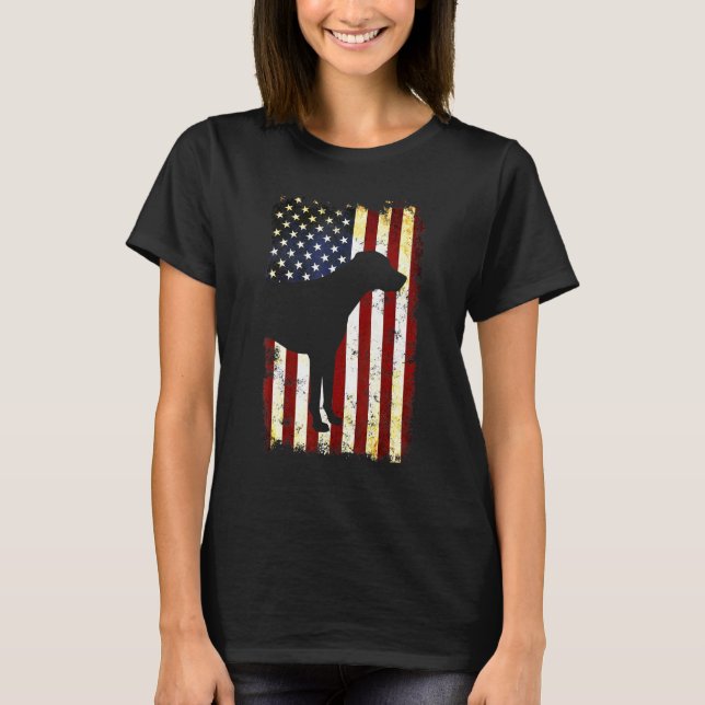 Rhodesian Ridgeback Silhouette American Flag 4. T-Shirt (Vorderseite)
