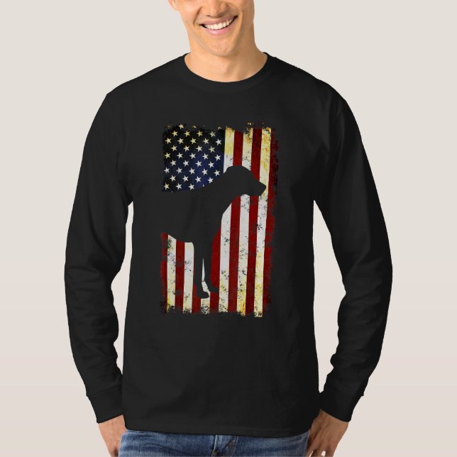 Rhodesian Ridgeback Silhouette American Flag 4. T-Shirt (Vorderseite)