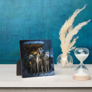 Rhodesian Ridgeback Snowy Sleigh Weihnachtsdekor Fotoplatte