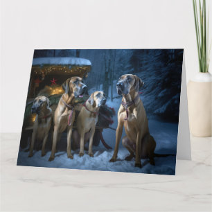 Rhodesian Ridgeback Snowy Sleigh Weihnachtsdekor Karte