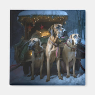 Rhodesian Ridgeback Snowy Sleigh Weihnachtsdekor Magnet