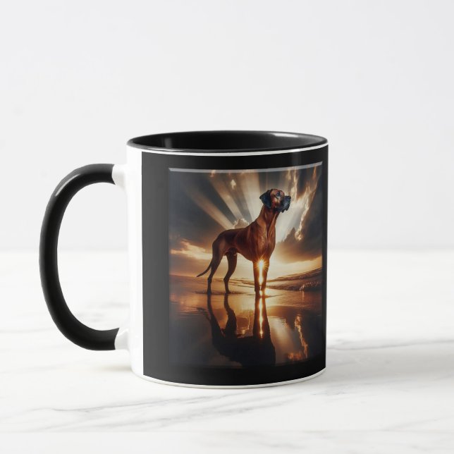 Rhodesian Ridgeback Sunset Beach Majestät  Tasse (Links)