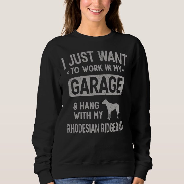 Rhodesian Ridgeback Vater Garage Männerhang Sweatshirt (Vorderseite)