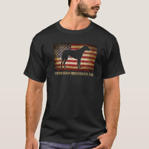 Rhodesian Ridgeback Vater Vintag American Flag Pat T-Shirt