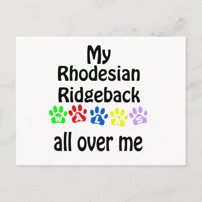 Rhodesian Ridgeback Walks Design Postkarte (Vorderseite)