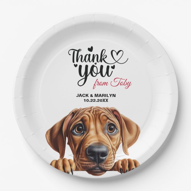 Rhodesian Ridgeback Wedding Vielen Dank Pappteller (Vorderseite)