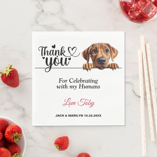 Rhodesian Ridgeback Wedding Vielen Dank Serviette (Beispiel)