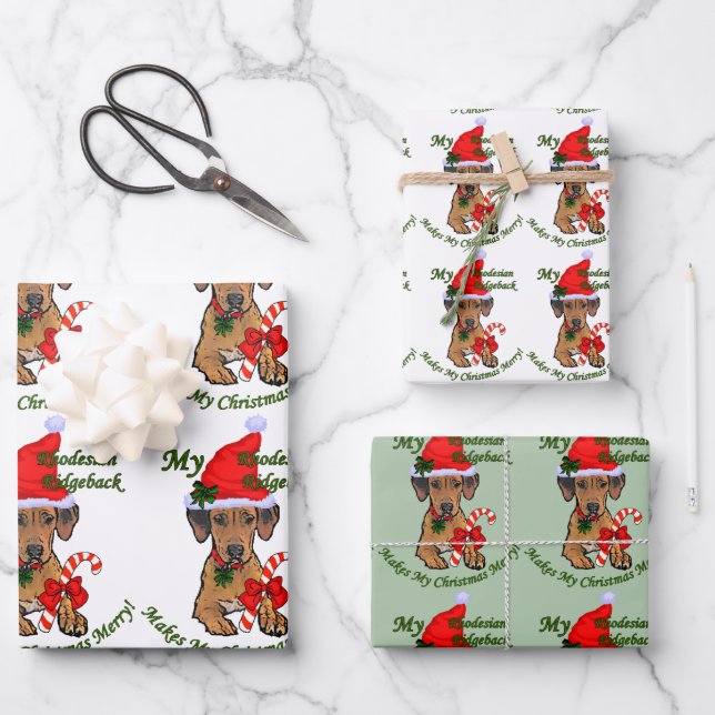 Rhodesian Ridgeback Weihnachten Geschenkpapier Set (Vorderseite)