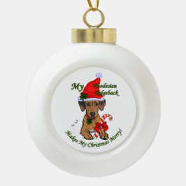 Rhodesian Ridgeback Weihnachten Keramik Kugel-Ornament