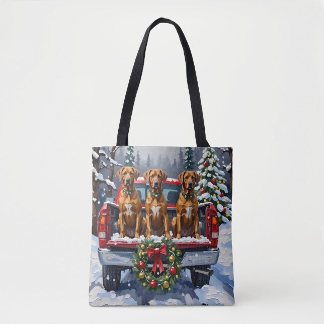 Rhodesian Ridgeback Weihnachten Rotes Lastwagen Fe (Vorderseite)