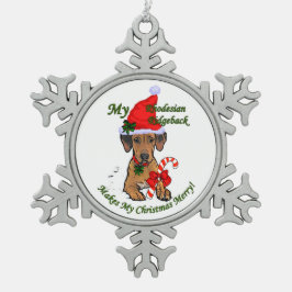 Rhodesian Ridgeback Weihnachten Schneeflocken Zinn-Ornament