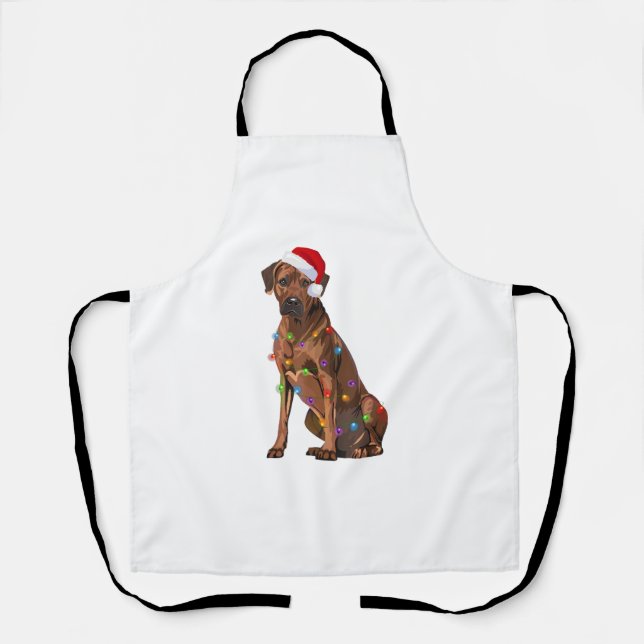 Rhodesian Ridgeback Weihnachtsbeleuchtung Xmas Hun Schürze (Vorderseite)