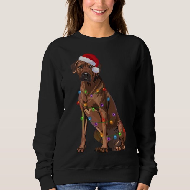 Rhodesian Ridgeback Weihnachtsbeleuchtung Xmas Hun Sweatshirt (Vorderseite)